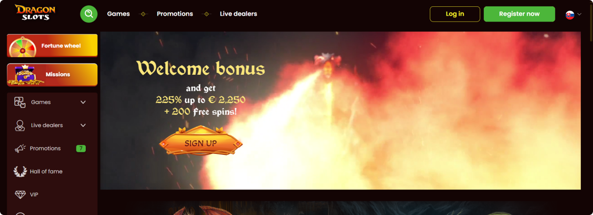 Dragon Slots kasínová platforma